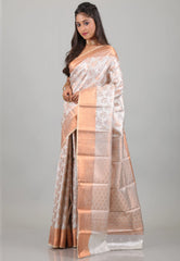 Grey Tissue Kanjivaram Silk Saree With Blouse Piece - Adi Akshoy & Co.