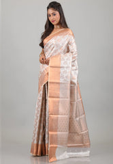Grey Tissue Kanjivaram Silk Saree With Blouse Piece - Adi Akshoy & Co.