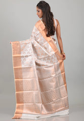 Grey Tissue Kanjivaram Silk Saree With Blouse Piece - Adi Akshoy & Co.