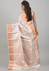 Grey Tissue Kanjivaram Silk Saree With Blouse Piece - Adi Akshoy & Co.