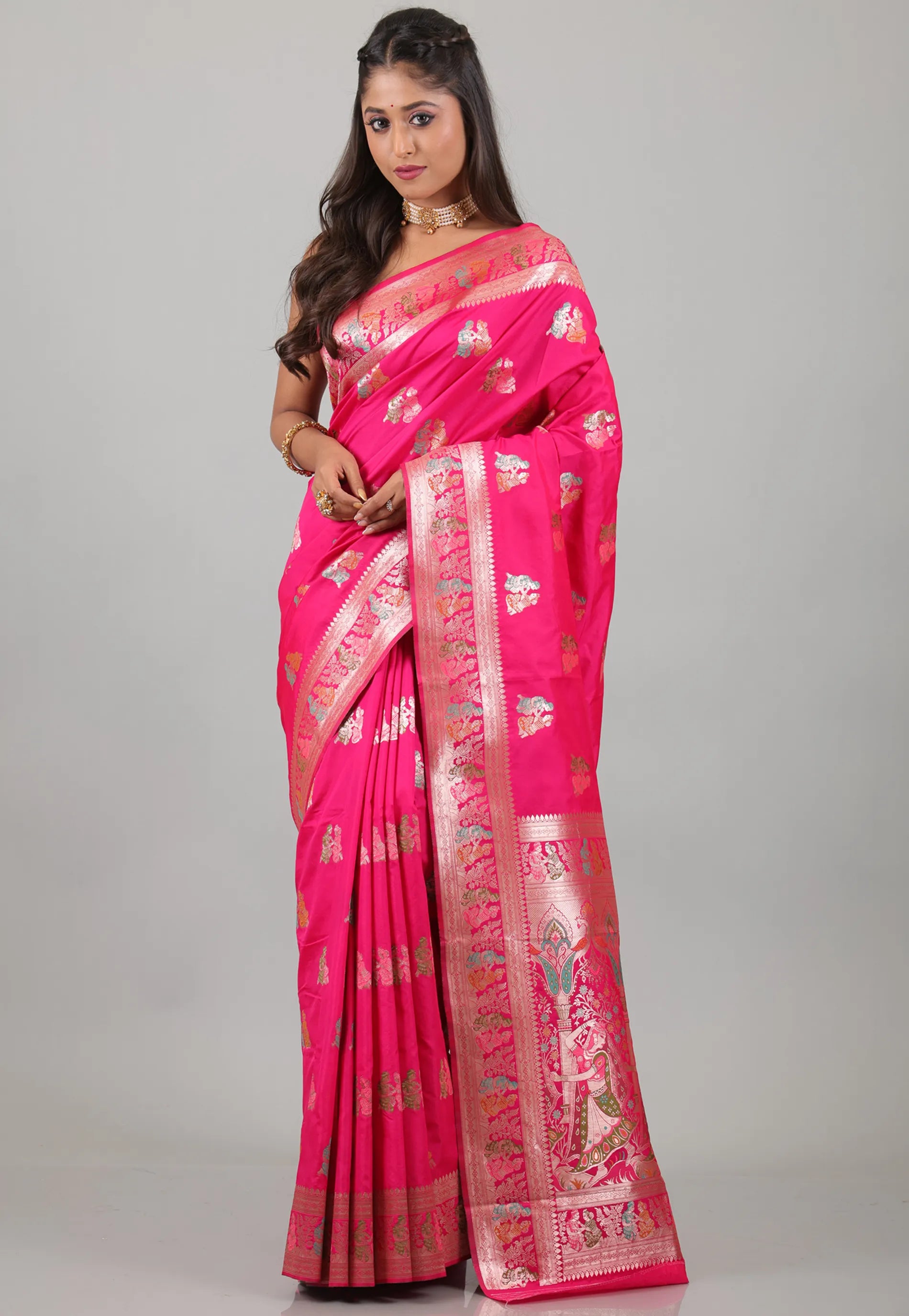 Rani Baluchari Silk Saree with Blouse Piece - Adi Akshoy & Co.