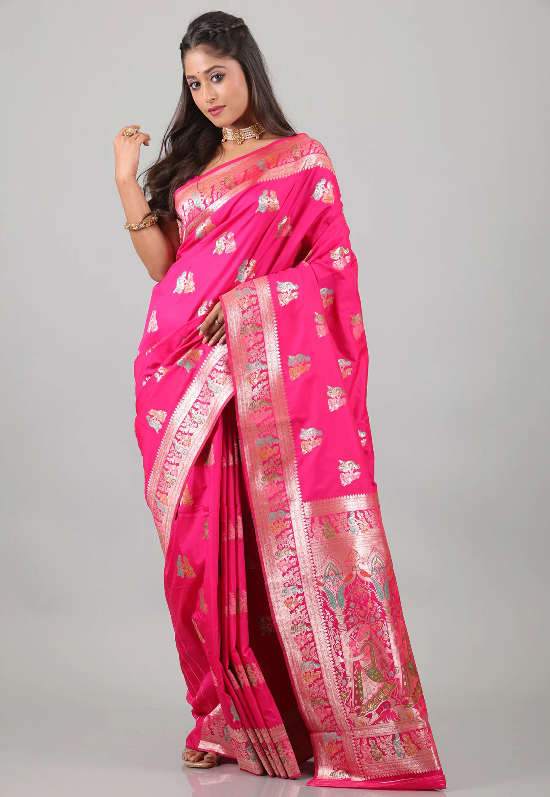 Rani Baluchari Silk Saree with Blouse Piece - Adi Akshoy & Co.