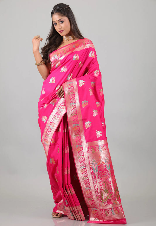 Rani Baluchari Silk Saree with Blouse Piece - Adi Akshoy & Co.