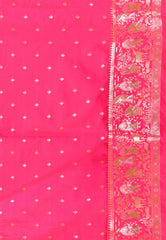 Off White with Rani Border Baluchari Silk Saree with Blouse Piece - Adi Akshoy & Co.