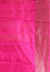 Beige with Rani Border Pure Tussar Silk Saree with Blouse Piece - Adi Akshoy & Co.