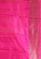 Beige with Rani Border Pure Tussar Silk Saree with Blouse Piece - Adi Akshoy & Co.
