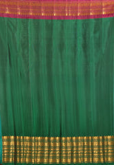 Sea Green with Red & Rama Green Border Pure Gadwal Silk with Blouse Piece - Adi Akshoy & Co.