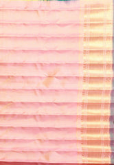 Bottle Green with Peach Border Gadwal Pure Silk Saree With Blouse Piece - Adi Akshoy & Co.