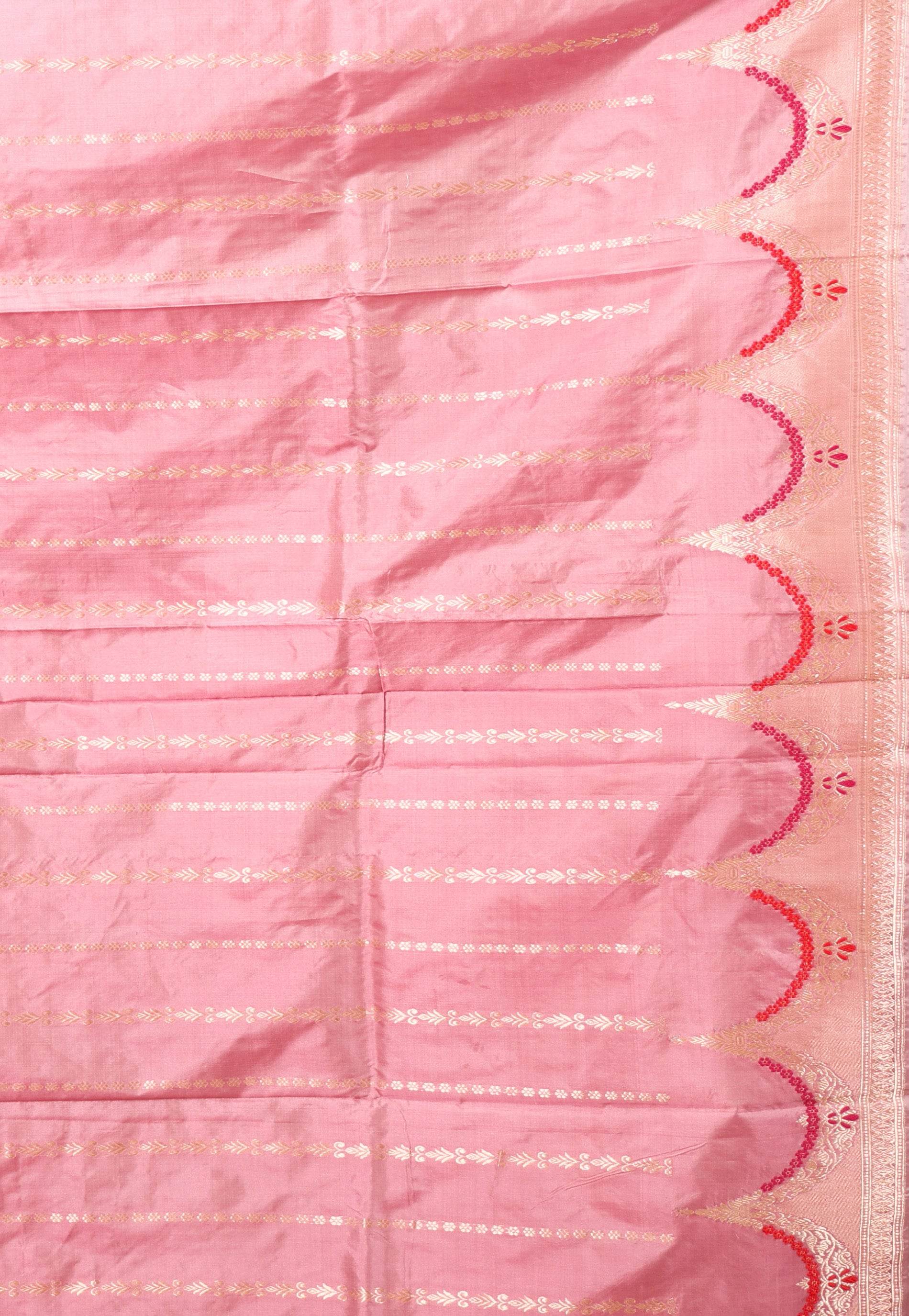 Onion Pink Katan Pure Silk Saree With Blouse Piece - Adi Akshoy & Co.
