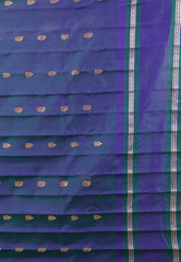 Sea Green Checks with Royal Blue Border Gadwal Pure Silk Saree With Blouse Piece - Adi Akshoy & Co.