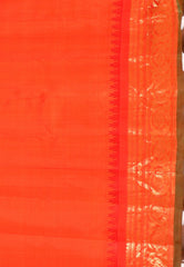 Purple with Orange Border Gadwal Pure Silk Saree With Blouse Piece - Adi Akshoy & Co.