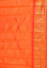 Magenta with Orange Border Gadwal Pure Silk Saree With Blouse Piece - Adi Akshoy & Co.