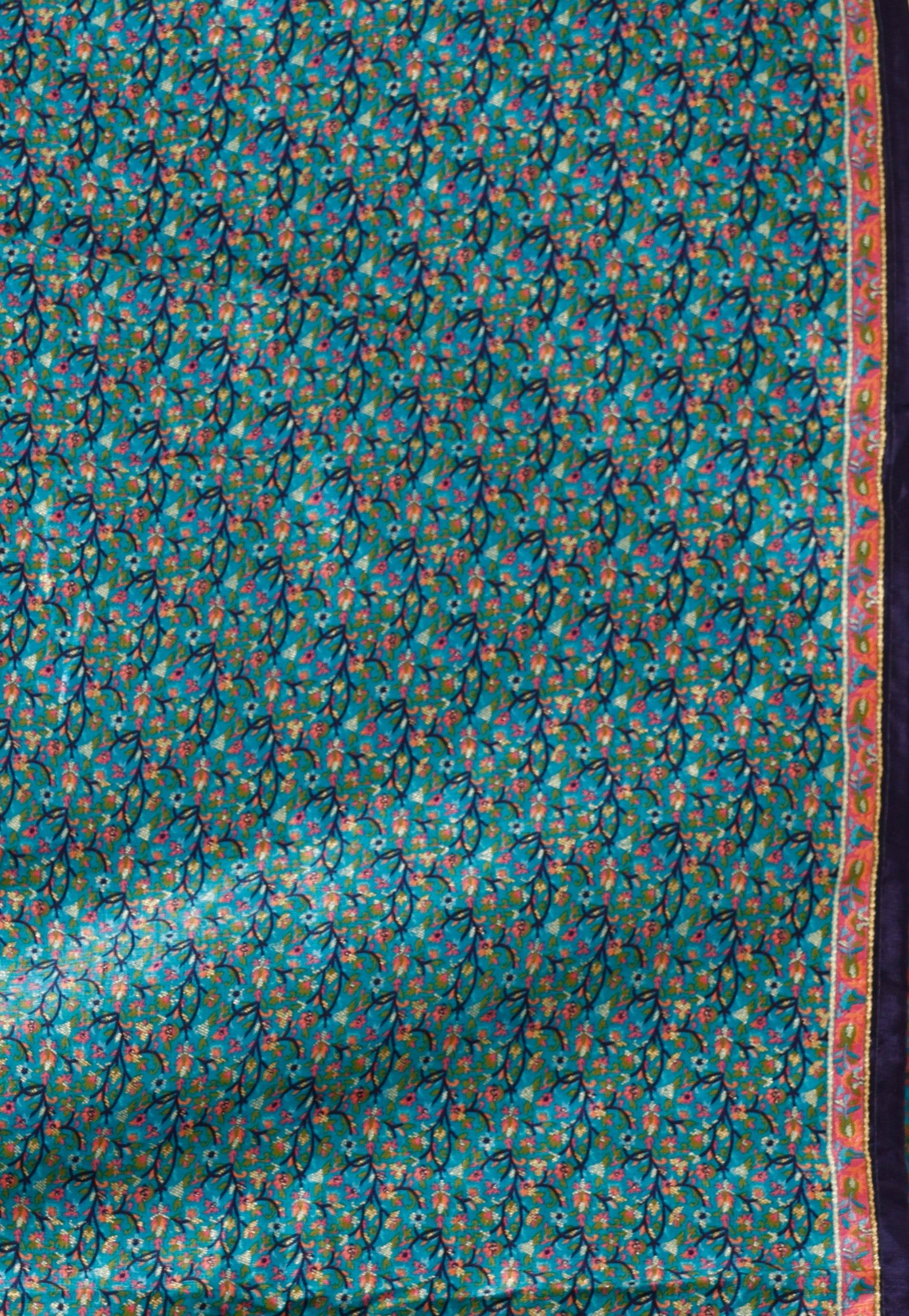 Blue Kani Silk Saree With Blouse Piece - Adi Akshoy & Co.