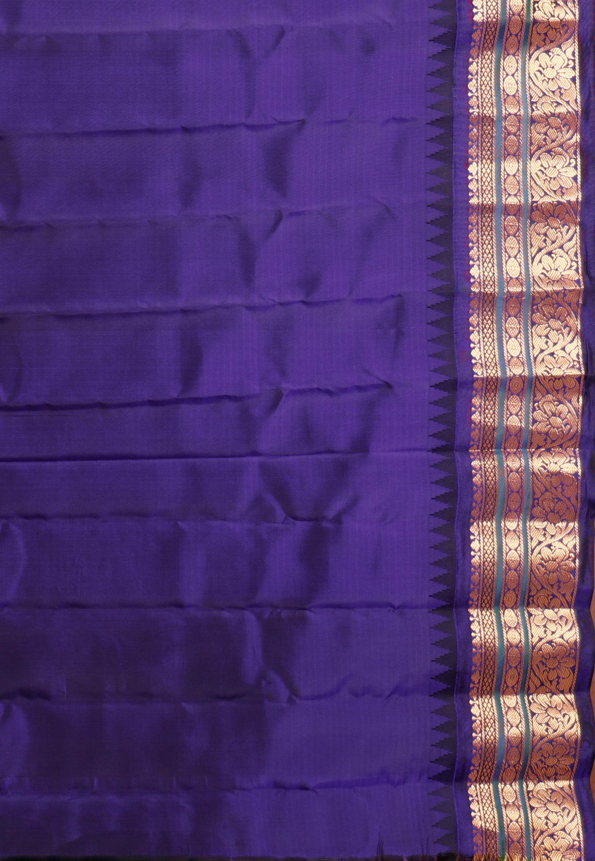 Cross Feroza Blue with Navy Blue Border Gadwal Pure Silk Saree With Blouse Piece - Adi Akshoy & Co.