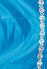 Feroza Blue Wedding Banarasi Silk Saree with Blouse Piece - Adi Akshoy & Co.