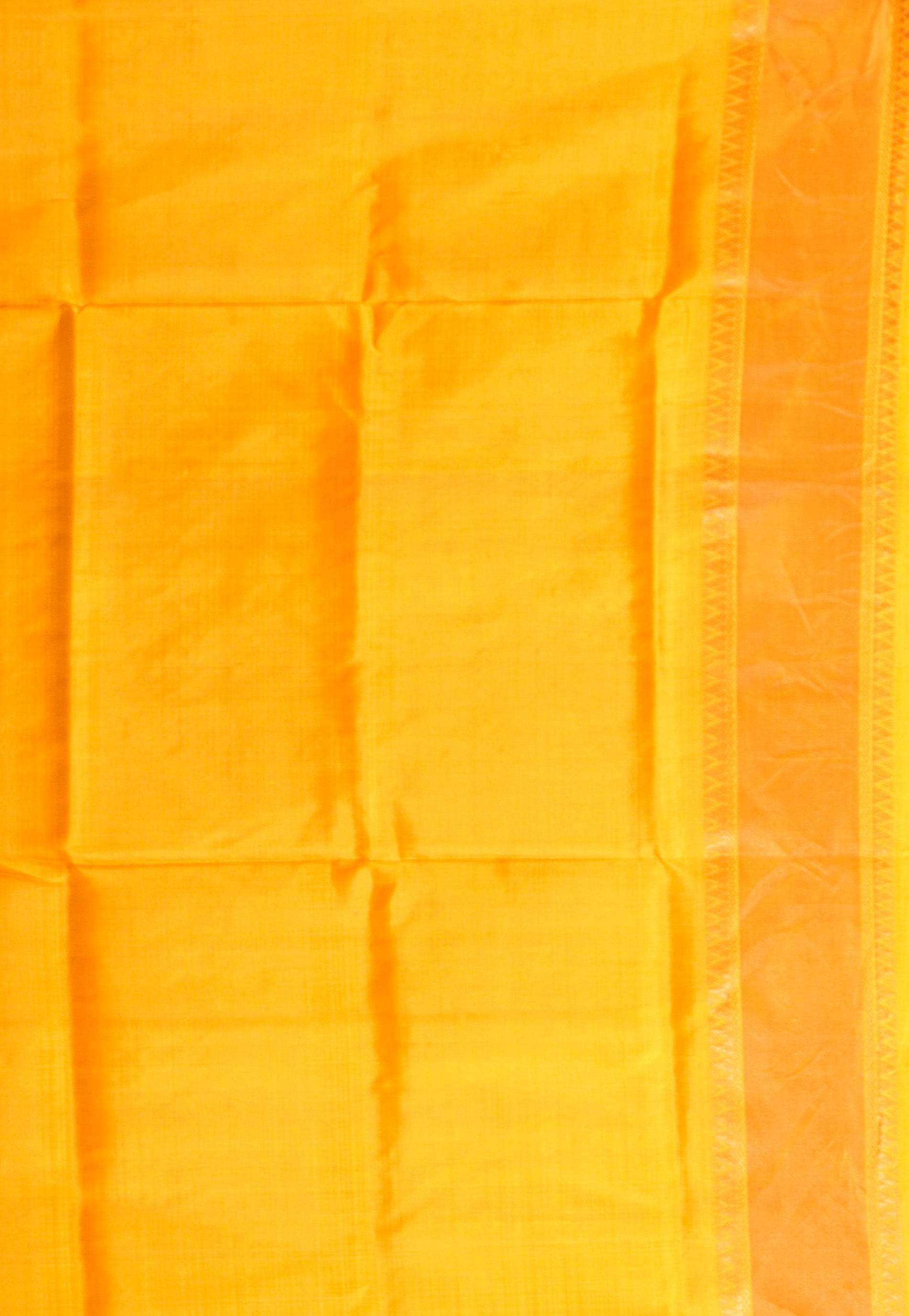 Yellow Katan Silk Saree With Blouse Piece - Adi Akshoy & Co.