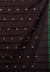 Red checks with Black Border Gadwal Pure Silk Saree With Blouse Piece - Adi Akshoy & Co.