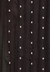 Line Green checks with Black Border Gadwal Pure Silk Saree With Blouse Piece - Adi Akshoy & Co.