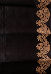 Black Katan Pure Silk Saree With Blouse Piece - Adi Akshoy & Co.