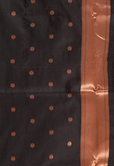 Black Katan Silk Saree With Blouse Piece - Adi Akshoy & Co.