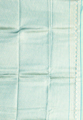 Greyish Blue with Rama Green Border Tissue Kanjivaram Silk Saree With Blouse Piece - Adi Akshoy & Co.