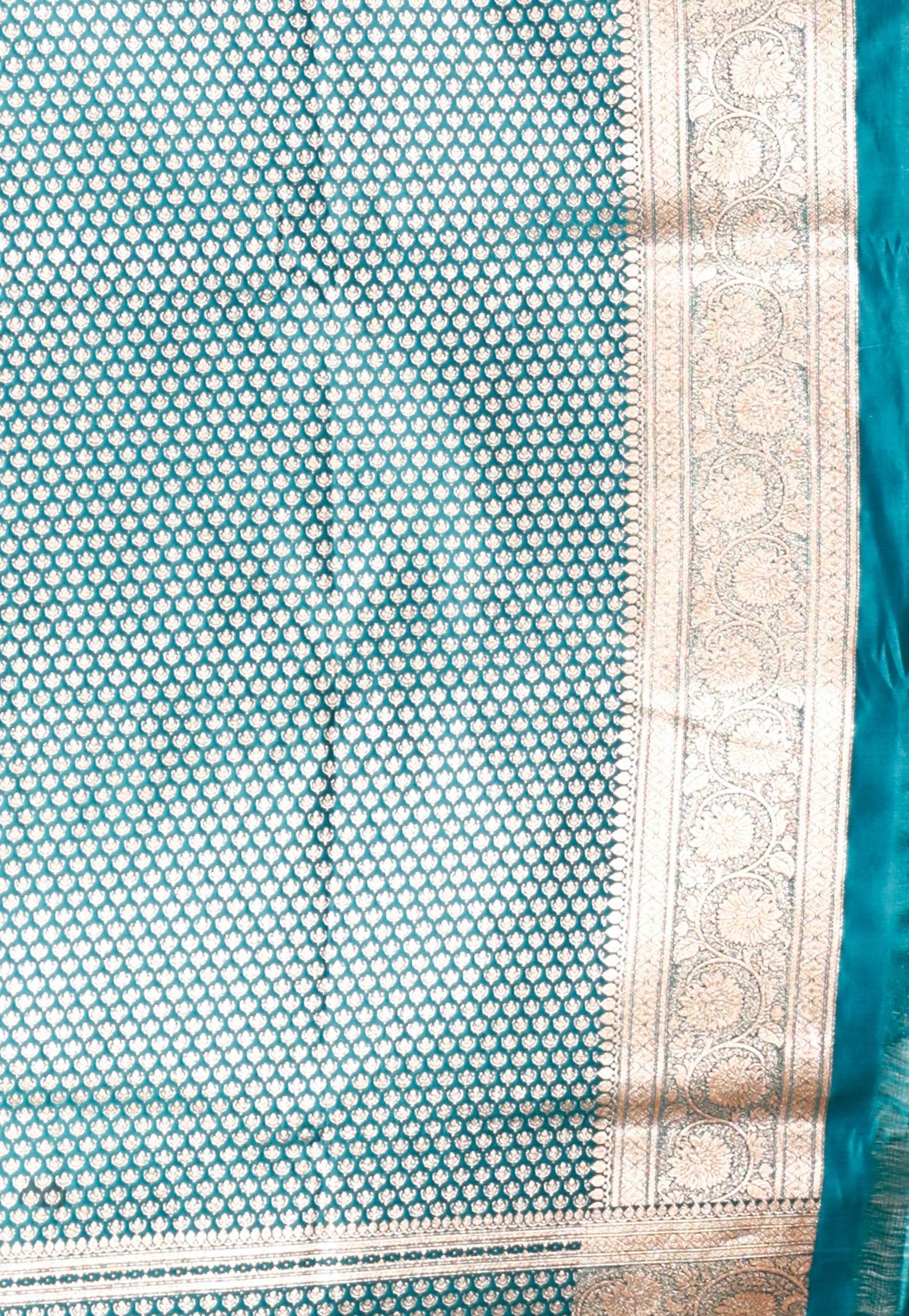 Rama Green Wedding Banarasi Silk Saree with Blouse Piece - Adi Akshoy & Co.
