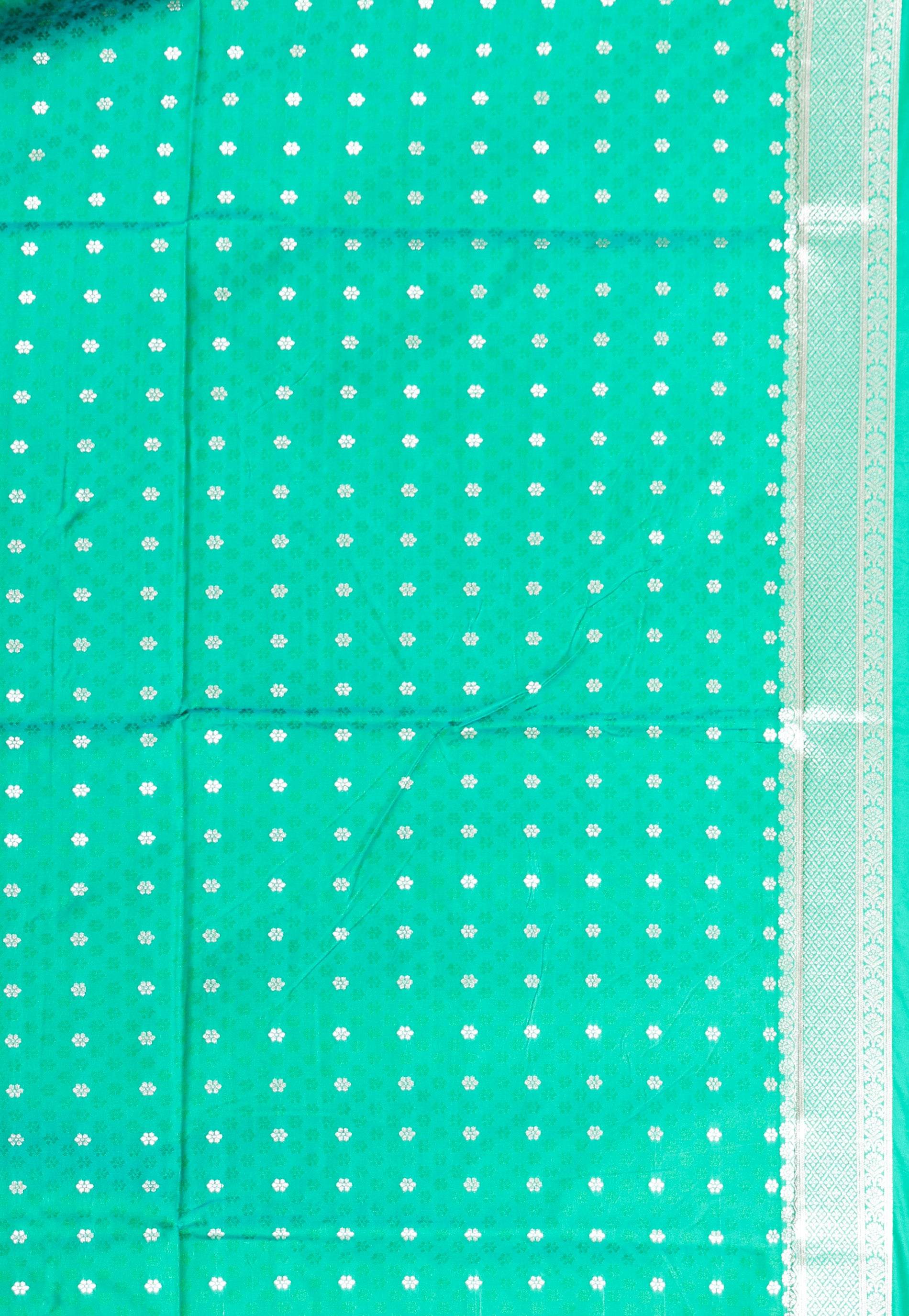 Rama Green Katan Silk Saree With Blouse Piece - Adi Akshoy & Co.