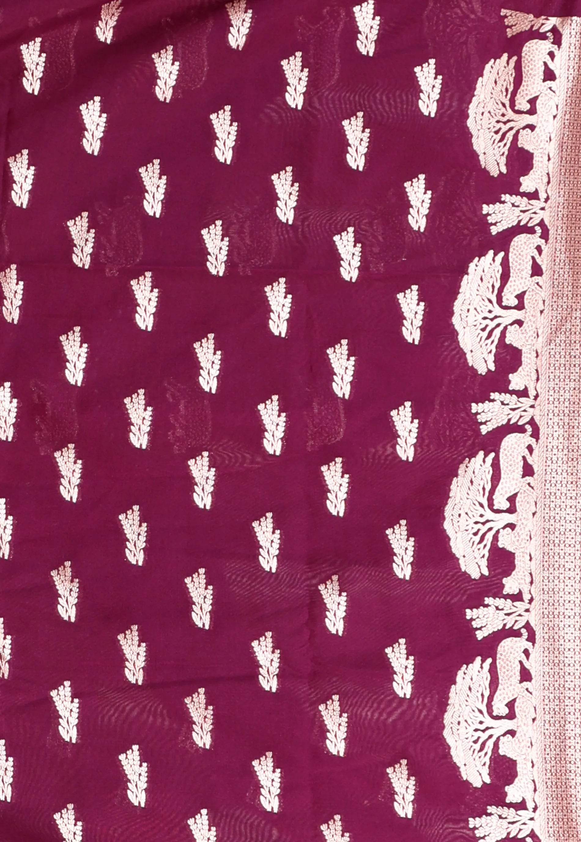 Purple Katan Silk Saree With Blouse Piece - Adi Akshoy & Co.