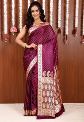 Purple Wedding Banarasi Silk Saree with Blouse Piece - Adi Akshoy & Co.