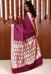 Purple Wedding Banarasi Silk Saree with Blouse Piece - Adi Akshoy & Co.