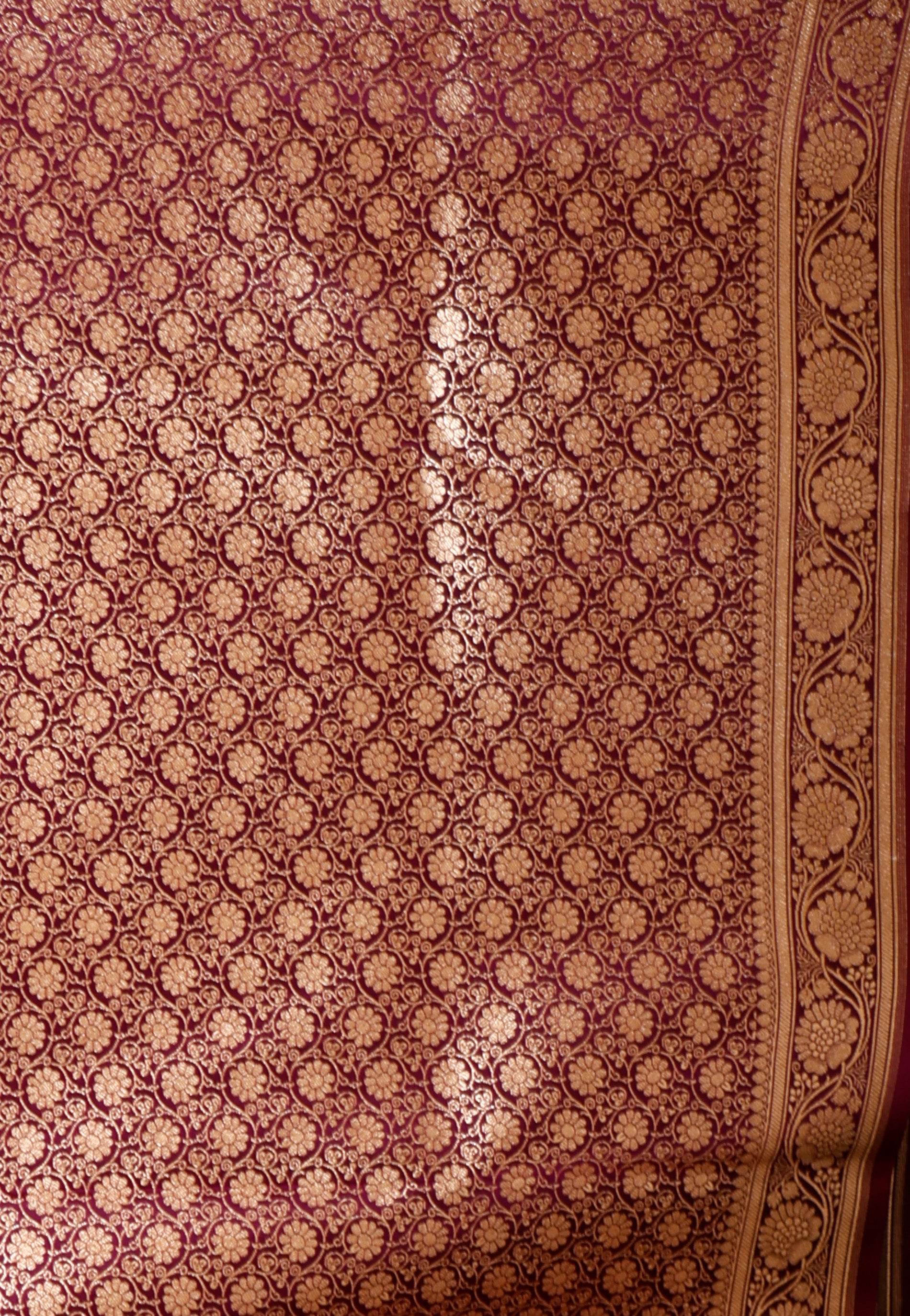 Purple Wedding Banarasi Silk Saree with Blouse Piece - Adi Akshoy & Co.