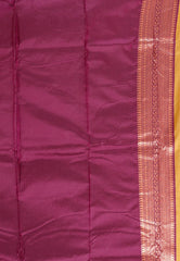 Mehendi Green with Magenta Border Kanjivaram Silk Saree With Blouse Piece - Adi Akshoy & Co.