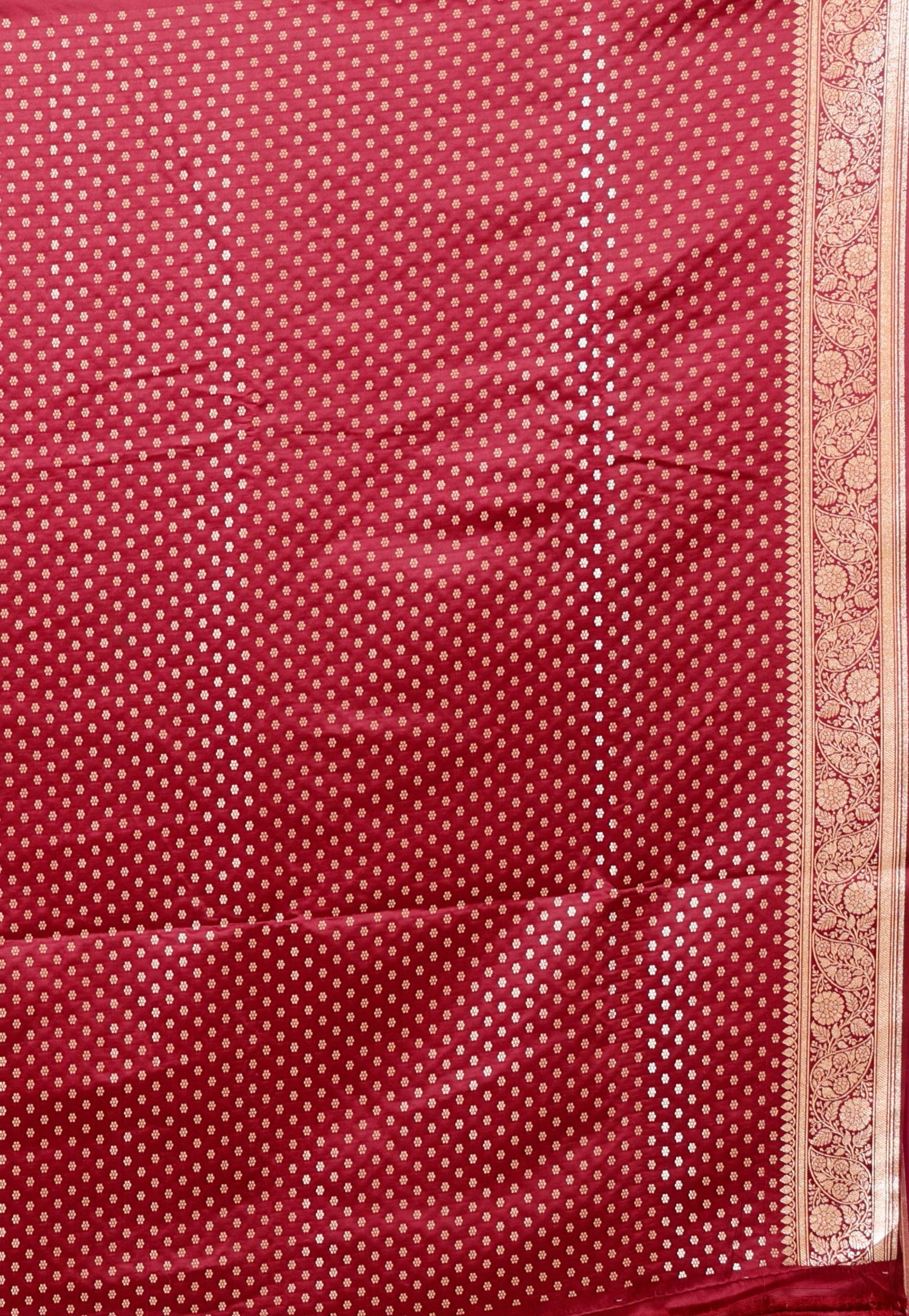 Maroon Wedding Banarasi Silk Saree with Blouse Piece - Adi Akshoy & Co.