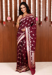 Magenta Katan Silk Saree With Blouse Piece - Adi Akshoy & Co.