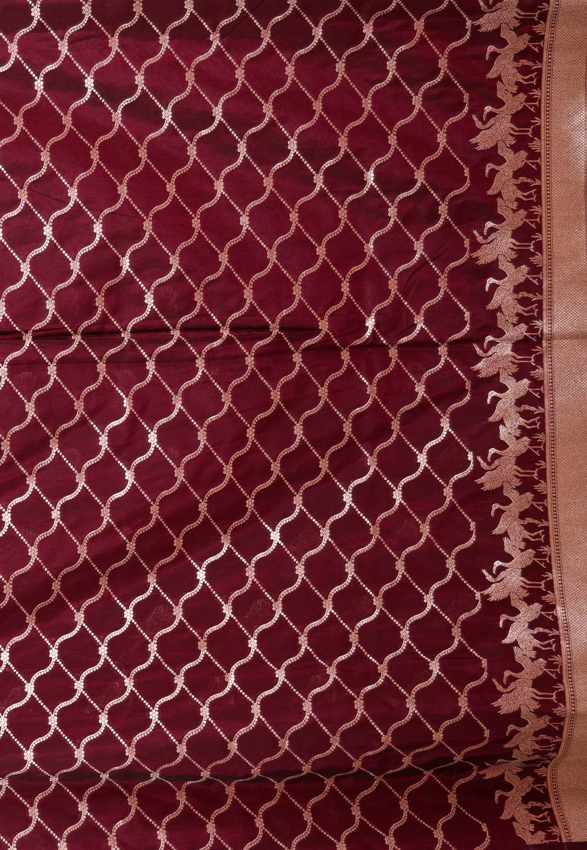 Magenta Katan Silk Saree With Blouse Piece - Adi Akshoy & Co.