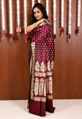 Magenta Wedding Banarasi Silk Saree with Blouse Piece - Adi Akshoy & Co.