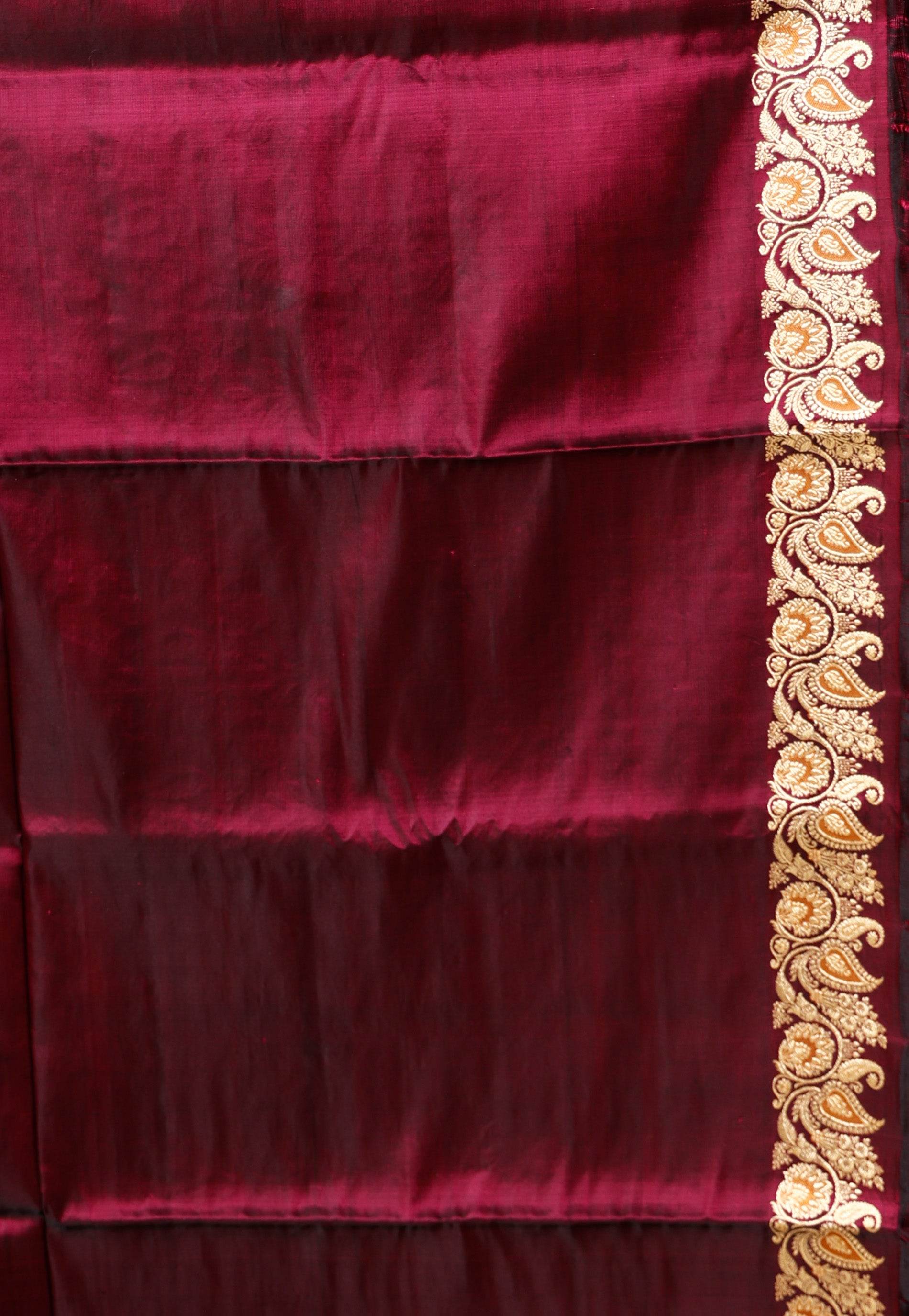 Magenta Wedding Banarasi Silk Saree with Blouse Piece - Adi Akshoy & Co.