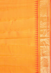 Cross Purple with Orange Border Gadwal Saree With Blouse Piece - Adi Akshoy & Co.