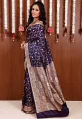 Purple Wedding Banarasi Silk Saree with Blouse Piece - Adi Akshoy & Co.