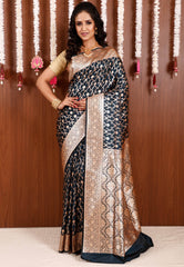 Deep Turquoise Wedding Banarasi Silk Saree with Blouse Piece - Adi Akshoy & Co.