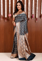 Deep Turquoise Wedding Banarasi Silk Saree with Blouse Piece - Adi Akshoy & Co.