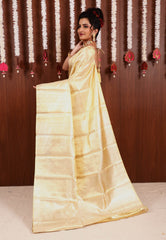 Golden Tissue Kanjivaram Pure Silk Saree With Blouse Piece - Adi Akshoy & Co.