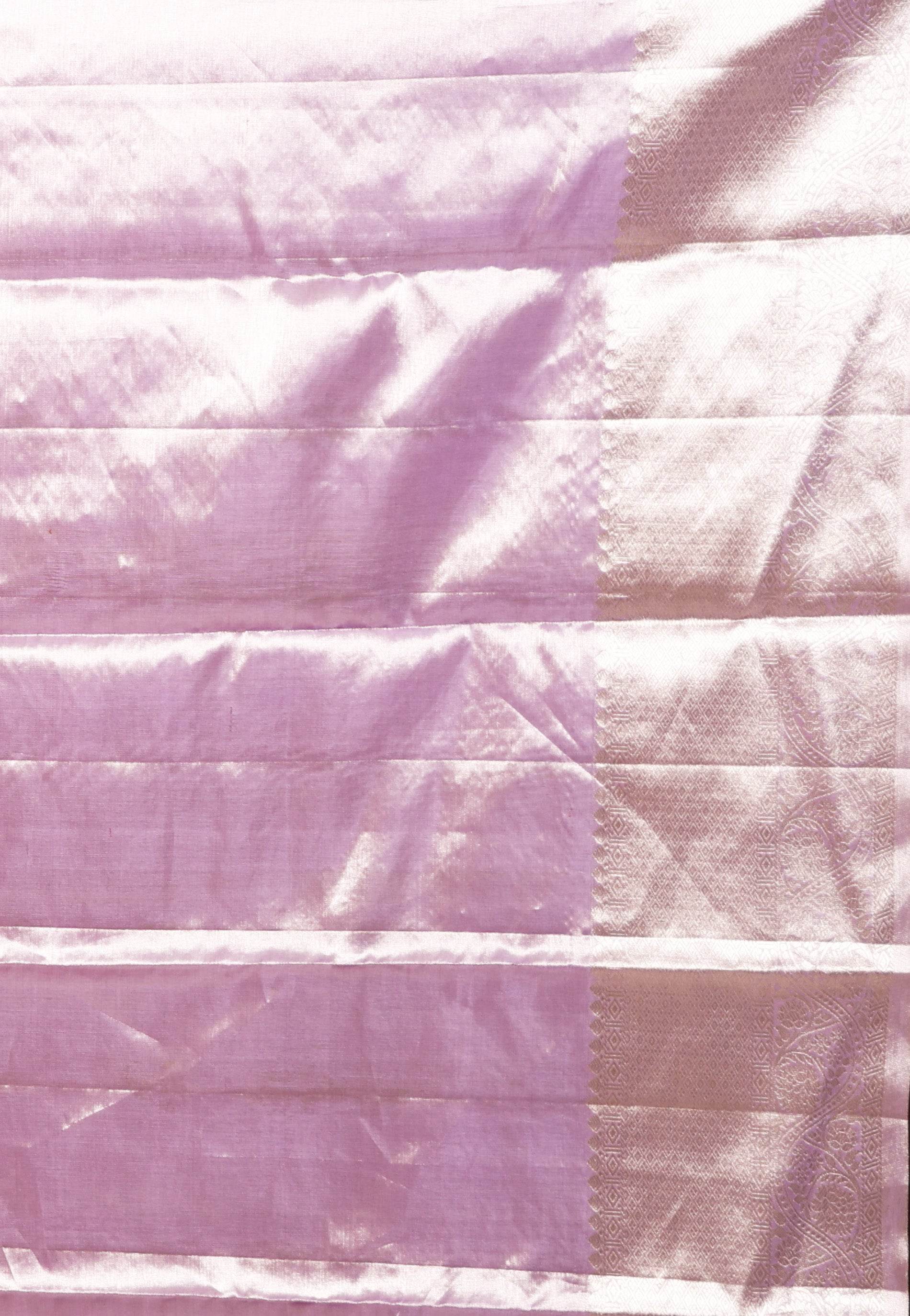 Mauve Tissue Kanjivaram Pure Silk Saree With Blouse Piece - Adi Akshoy & Co.