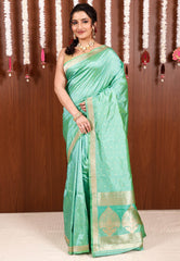 Sea Green Katan Pure Silk Saree With Blouse Piece - Adi Akshoy & Co.