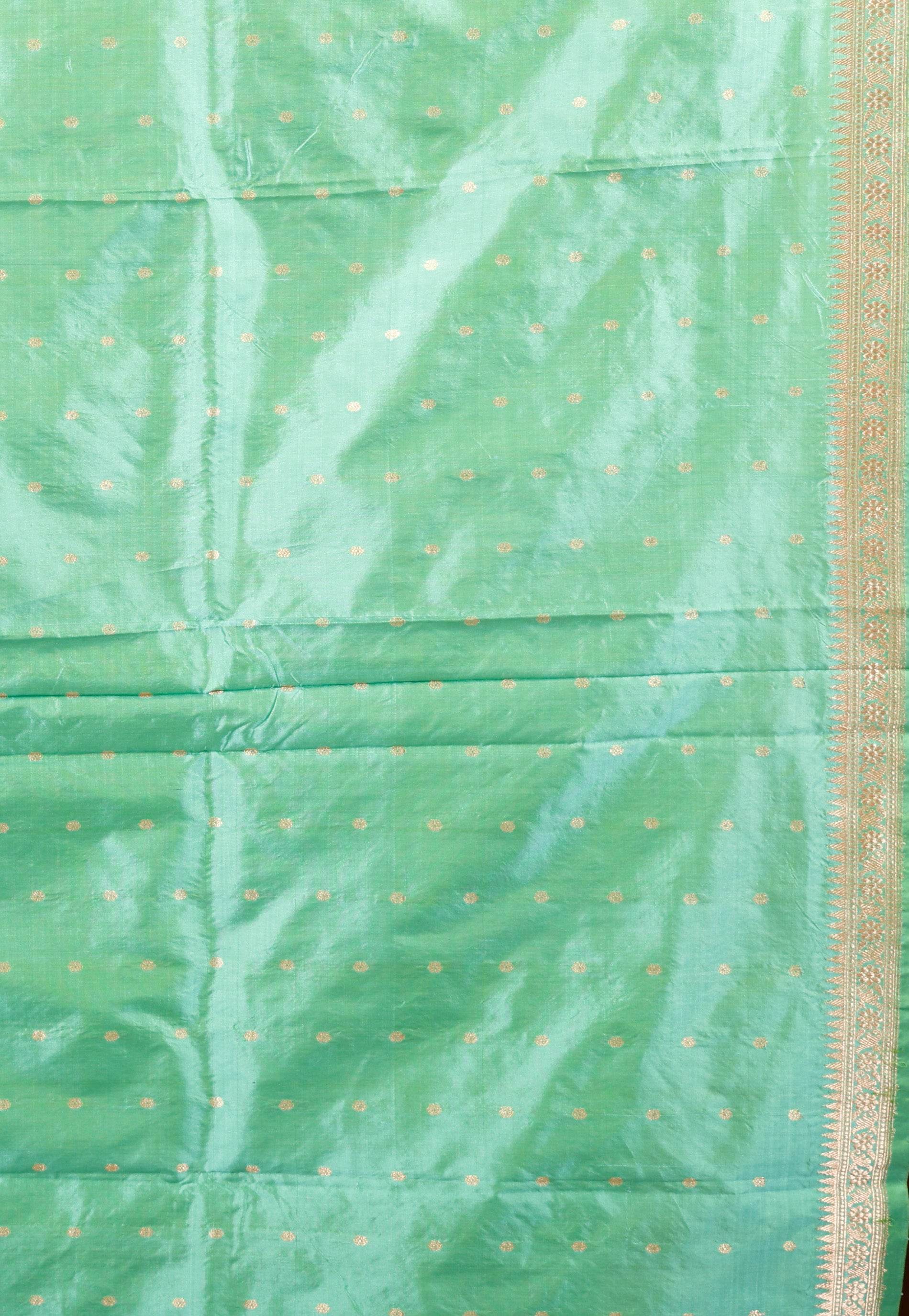 Sea Green Katan Pure Silk Saree With Blouse Piece - Adi Akshoy & Co.
