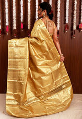 Gold Tissue Kanjivaram Pure Silk Saree With Blouse Piece - Adi Akshoy & Co.