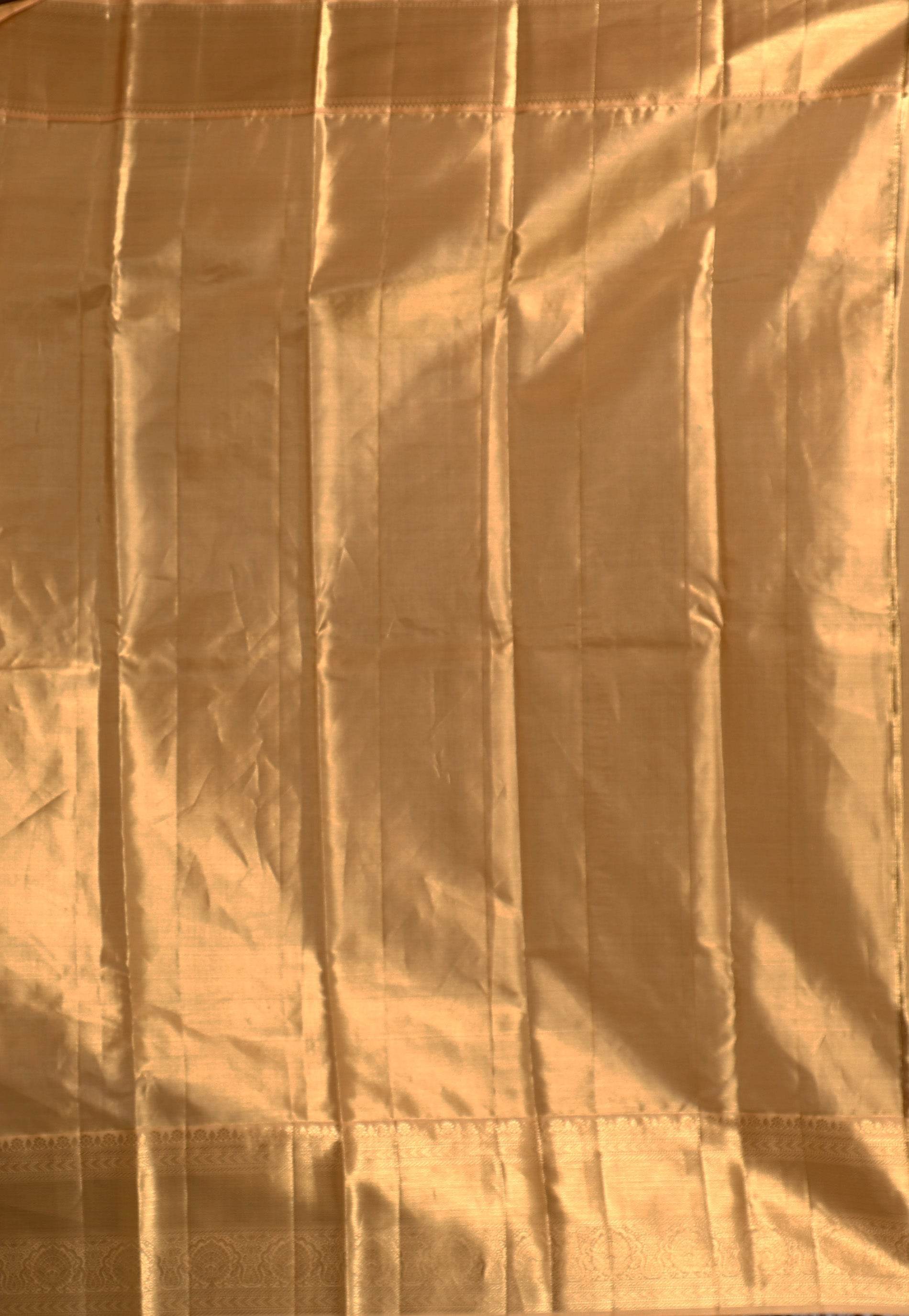 Gold Tissue Kanjivaram Pure Silk Saree With Blouse Piece - Adi Akshoy & Co.