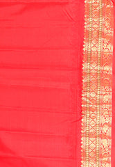 Bottle Green with Red Border Gadwal Pure Silk Saree With Blouse Piece - Adi Akshoy & Co.
