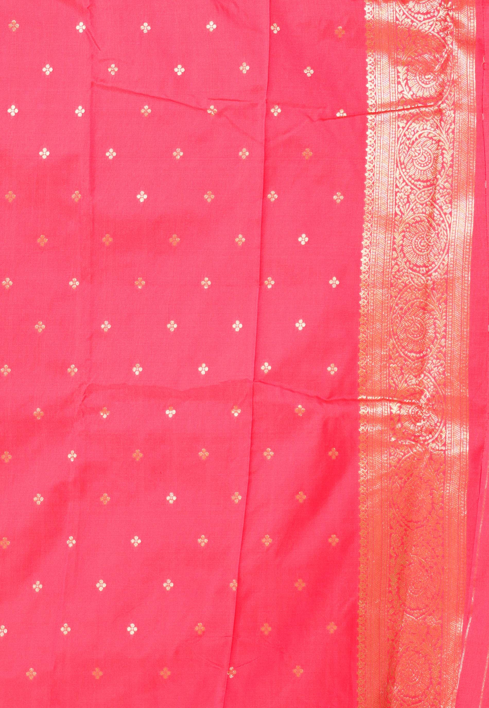 Rani Pink Katan Silk Saree With Blouse Piece - Adi Akshoy & Co.