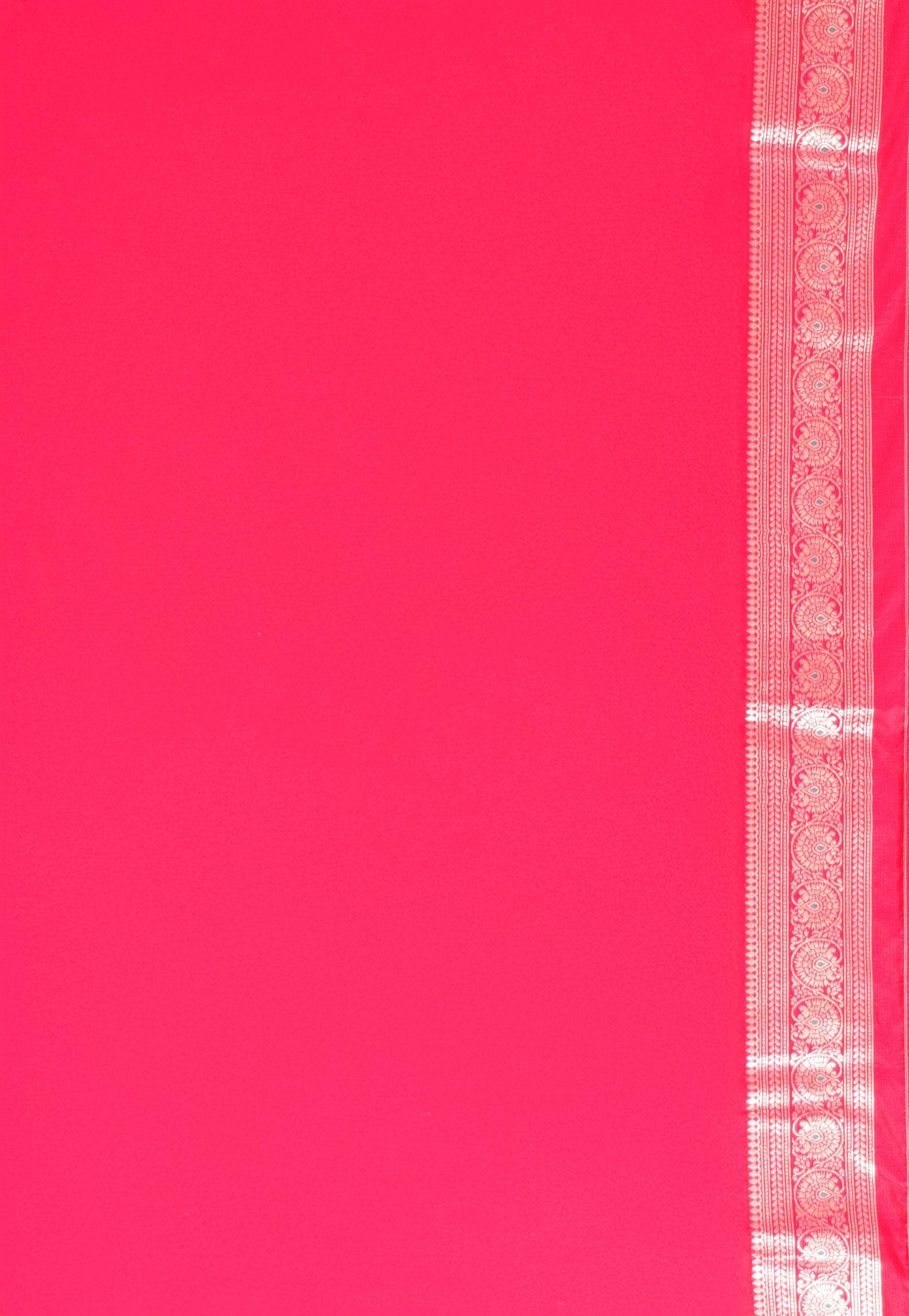 Dual shades of Purple and Blue with Rani Pink Border Kanjivaram Silk Saree With Blouse Piece - Adi Akshoy & Co.